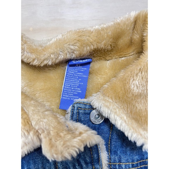 VTG Disney Eeyore True Blue Denim Sherpa Lined Jacket XL - Picture 6 of 9
